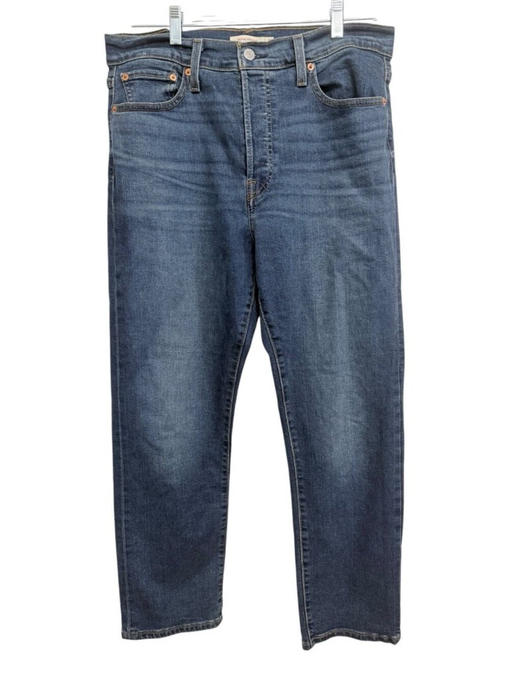Levi's Wedgie Straight Ankle Jeans Blue Medium Wash Denim Button Fly Size 32